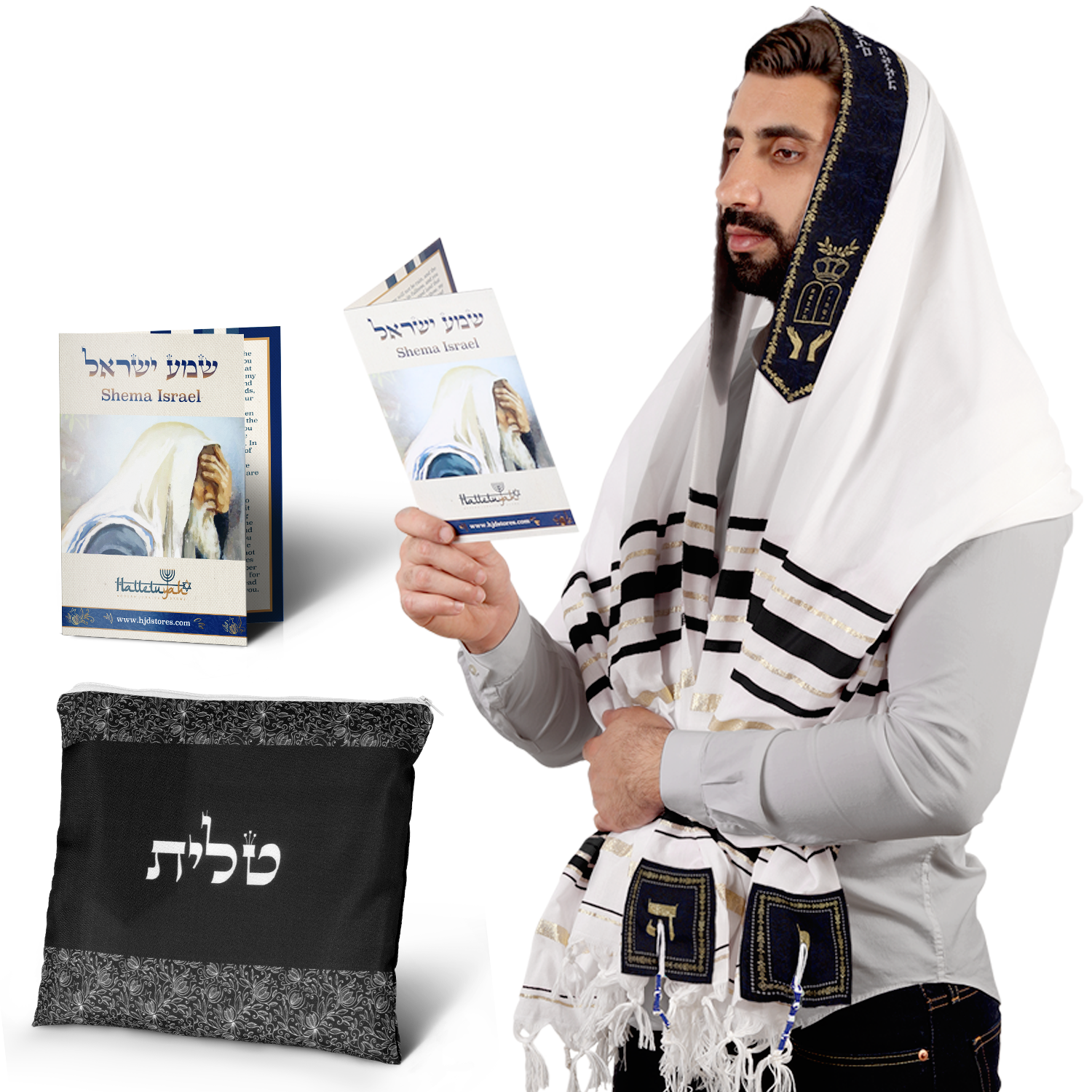 7 Colors tallit - Lord’s Name Spelled on 4 Corners - XL 72x36 Inches with bag (WS)